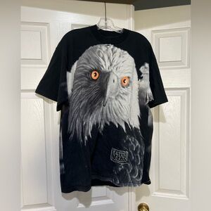 Vintage 90s Nature Calls Bald Eagle All over Print Nature Black‎ and White Sz XL